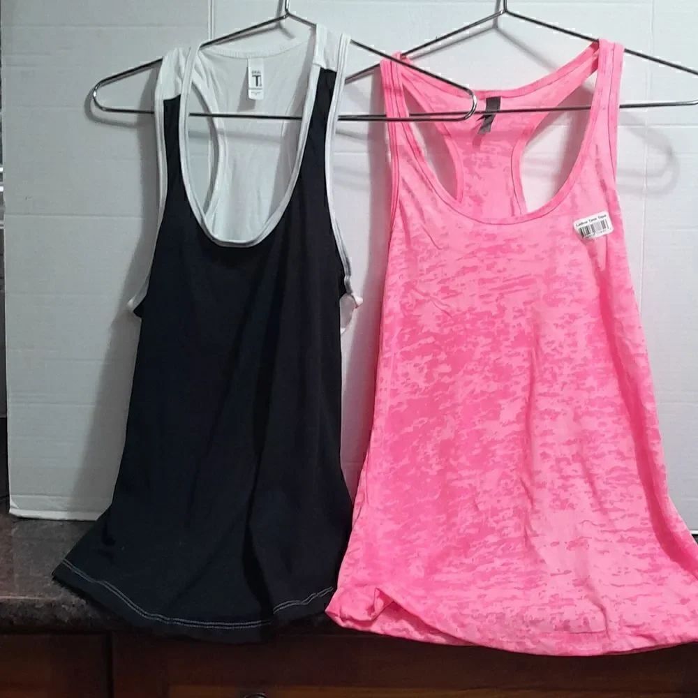 BarbieCore Pink and Black Racer Back Work Out Tops....New